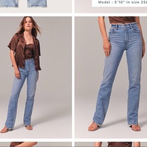 Abercrombie Women’s 90s Straight Ultra High Rise in Light with Vent Hem